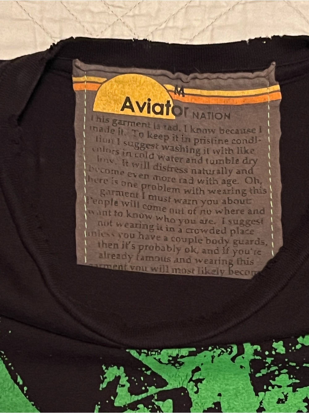 Aviator Nation Surfer Splash Crop Tee Black Medium Made in USA - Picture 5 of 6